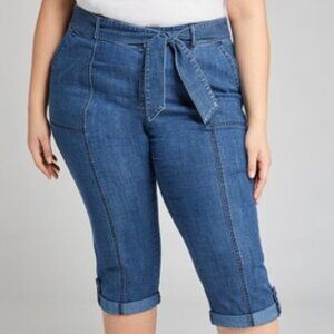 Lane Bryant Straight Pedal Pant with Roll Tab and Tie-Waist